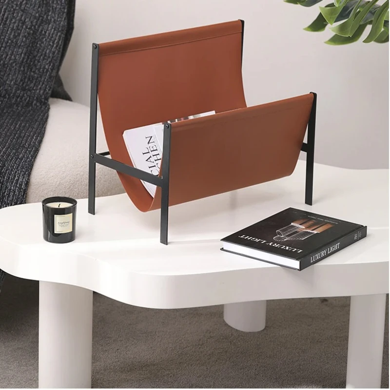  حامل مجلات أرضي عتيق - حامل صحف صناعي بني للمنزل والمكتب منظم رف كتب قوي بتصميم على شكل حرف T #5