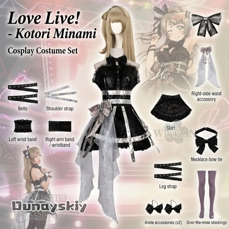 

Anime Game Lovelive Cosplay Kotori Minami New Event Y2K Jirai Kei Styles Fashion Idol Stage Uniform Sleeveless Punk Dress Wigs