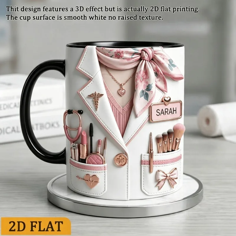 Personalized Makeup Artist Mug 11oz Custom Name 2D Print Coffee Cup Gift for Cosmetologist Beauty Professional