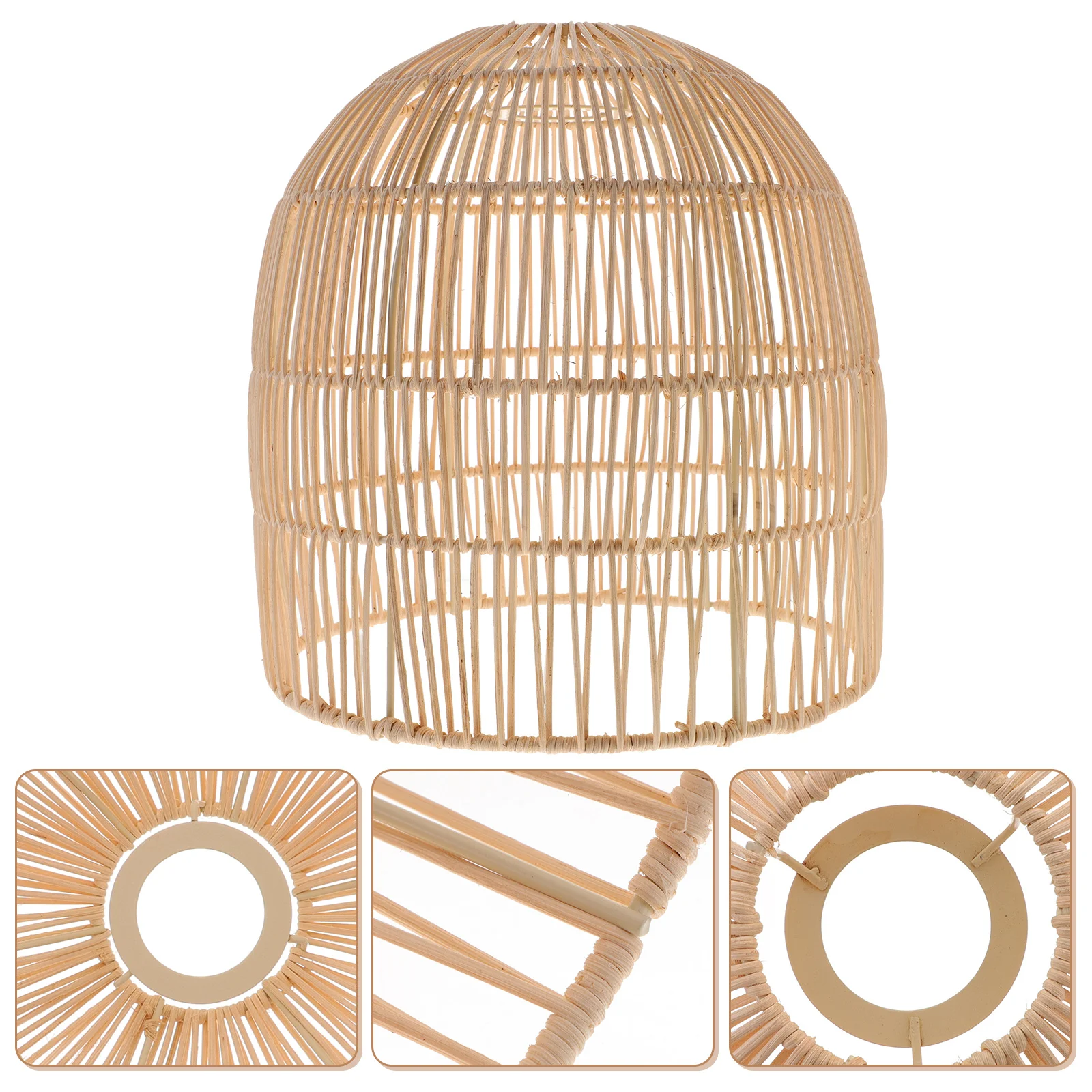 

Natural Rattan Woven Lampshade Durable Rustic Style Bedroom Ceiling Lamp Cover for Pendant Light Indoor Decorative Lamp Shade