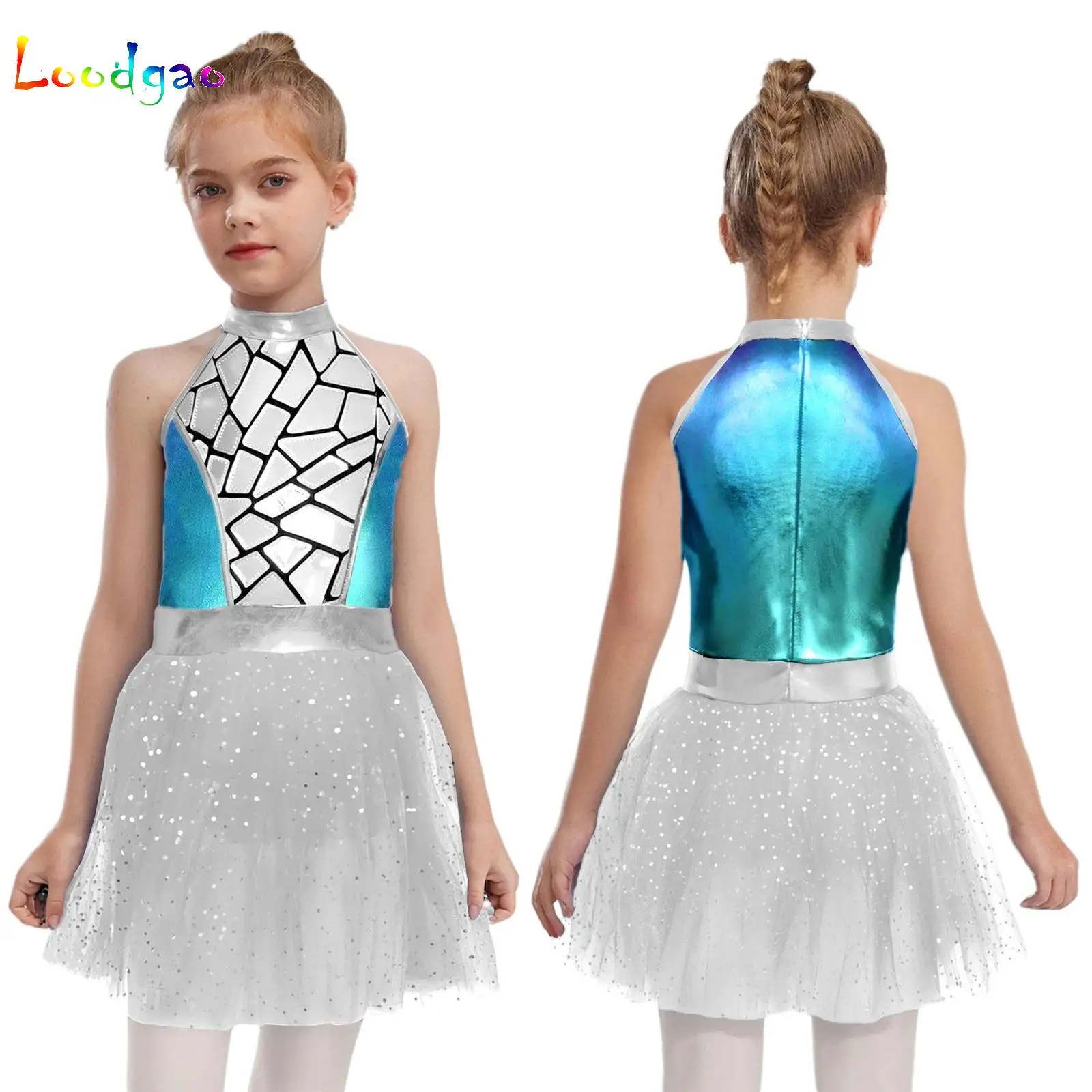 

Kids Girls Tutu Ballet Dress Ballerina Mesh Tulle Dress Gymnastics Leotard Dancewear Halloween Alien Astronaut Cosplay Costume