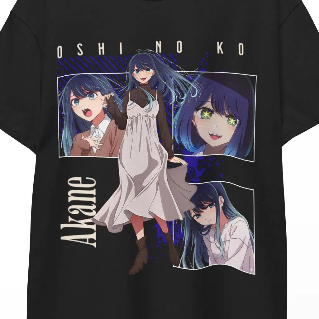 Camiseta de Anime Oshi No Ko Starlight Akane Ai com Estampa Gráfica de Painel de Quadrinhos e Olhos Estrelados, Manga Curta, Estilo Ídolo, Casual, Uni