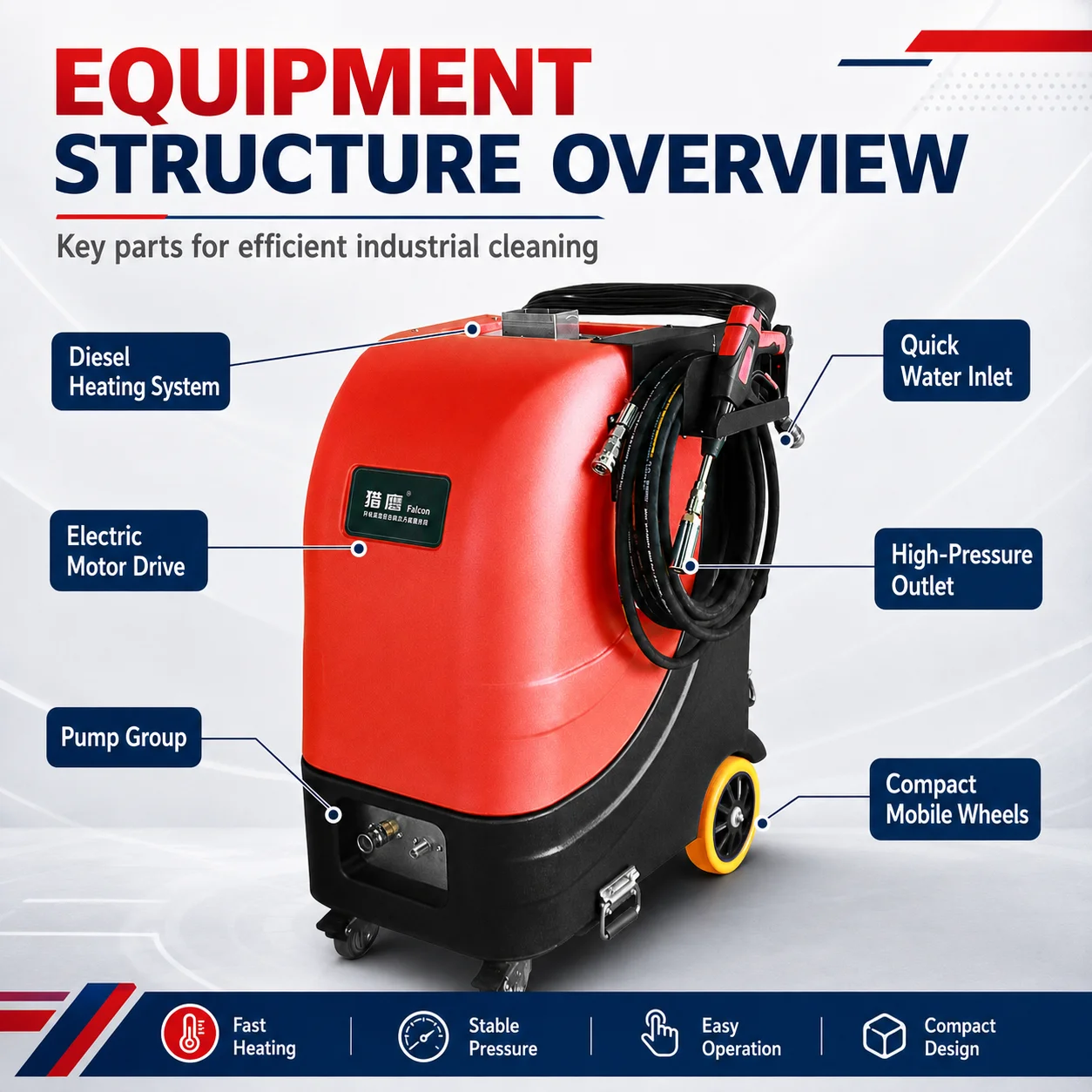 New Commercial Diesel Hot Water Pressure Cleaner  Industrial Degreasing Clean-In-Place Equipment view 4