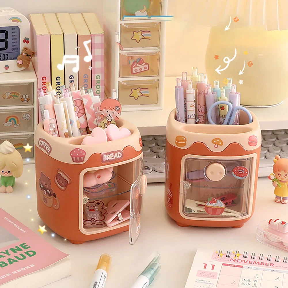 Imagem -03 - Grande Organizador de Papelaria Kawaii Porta Caneta Washi Tape Pincel de Maquilhagem Coreano Multifunções Secretária