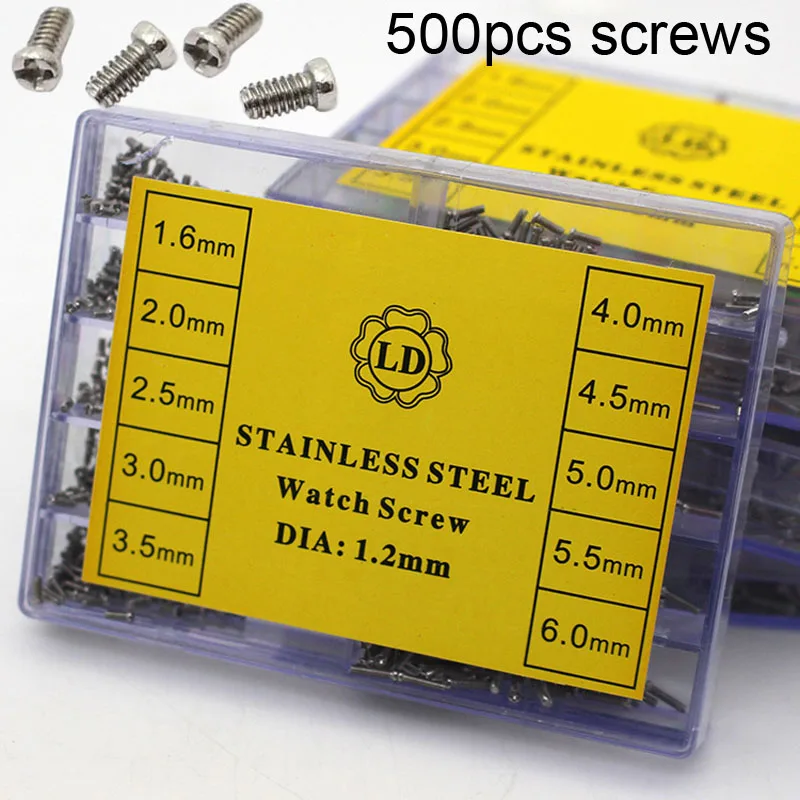 500pcs Phillips Cross Small Watch Case Cover screws Repair Tool Camera Cellphone Watch Band Strap Link Screw D1.2 L1.6 to 6.0mm