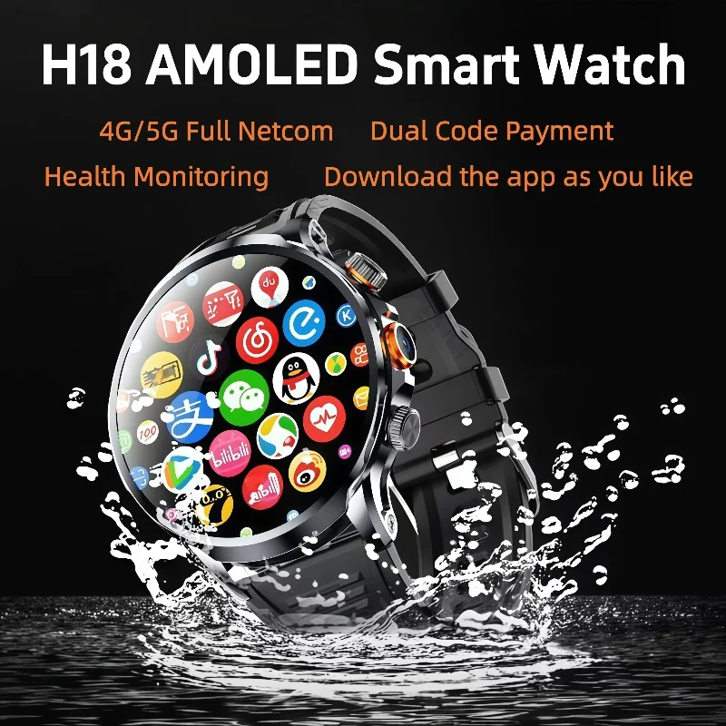 

H18 Smart Watch With 500W Camera 128GB Storage 1 95 Inch IPS Display GPS WIFI Heart Rate Tracking Android 9 0 Smartwatch