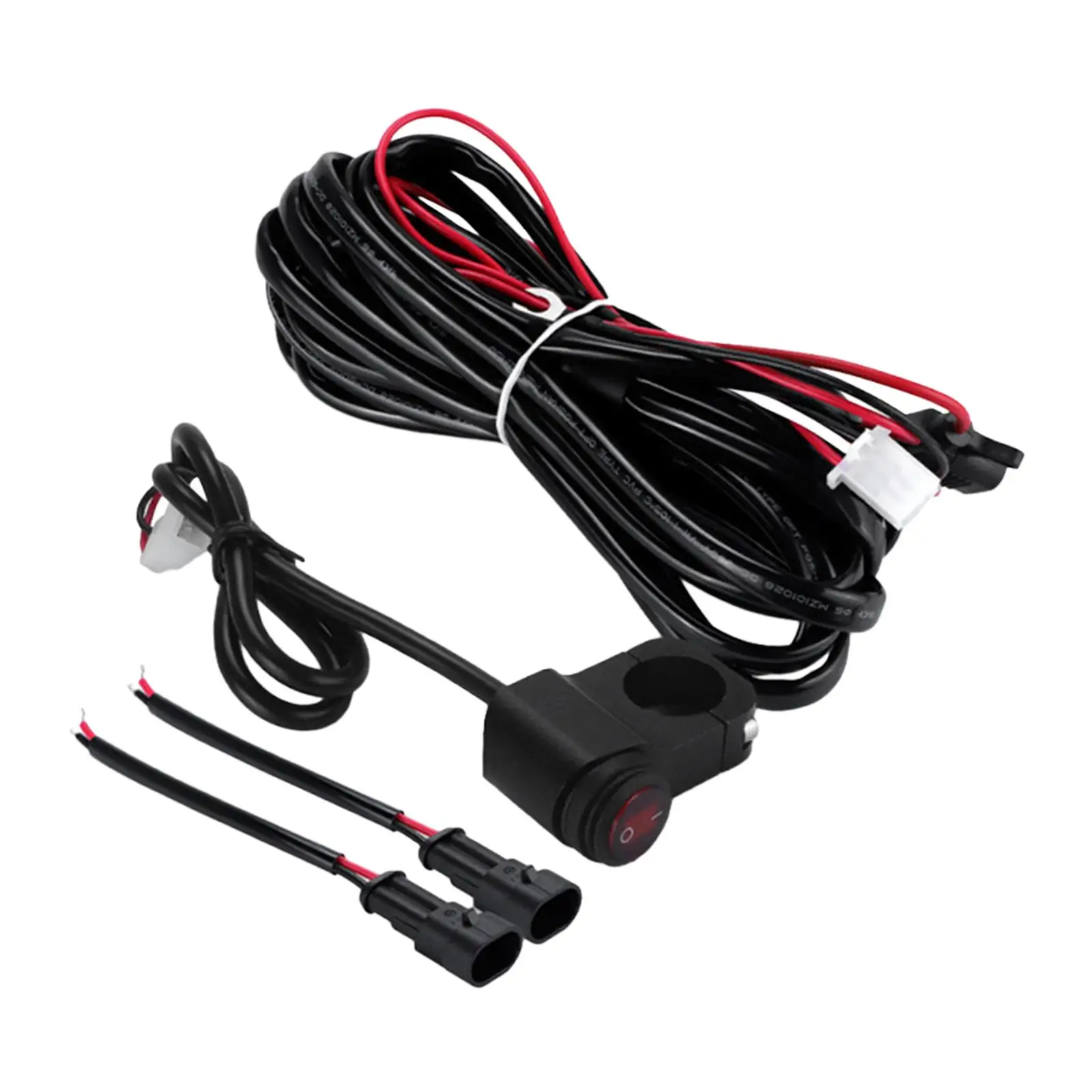 Motorbike LED Light Wiring Harness with 40A Relay and Inline Blade Fuse for ATV UTV Snowmobile Two Lights Waterproof