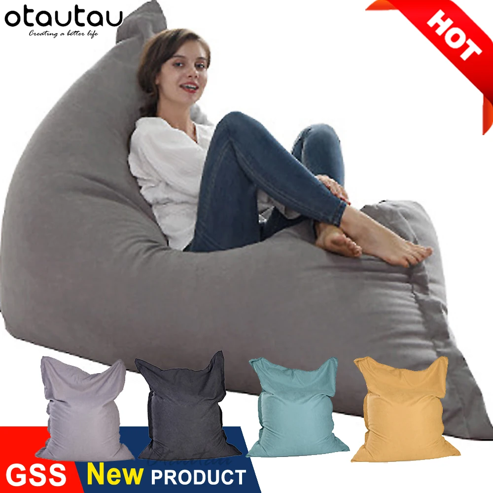 OTAUTAU 6ft Giant Rectangle Sofa Bed Cover Bean Bag Chair Pouf Ottoman Envelope Floor Corner Seat Beanbag Recliner DD006