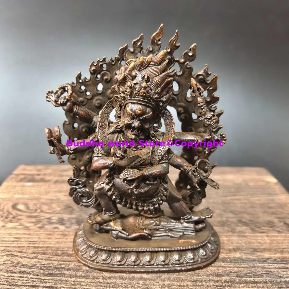 Special offer Tibetan Buddhism Dharma protector archaic small Buddha statue armed Mahakala Buddhist temple lama monk worship