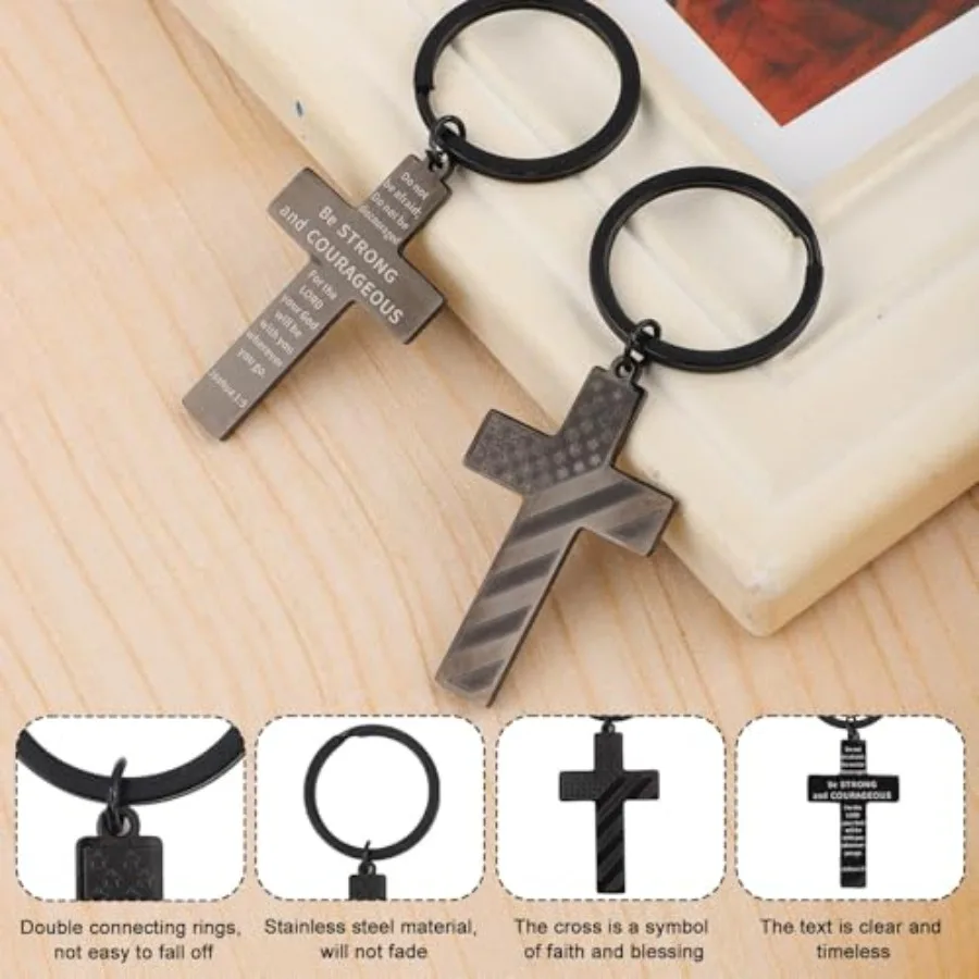 2pcs พวงกุญแจสําหรับชายพวงกุญแจสแตนเลสคริสเตียนข้อพระคัมภีร์ Key CHAIN แรงบันดาลใจพระคัมภีร์ศาสนา Key Holder K