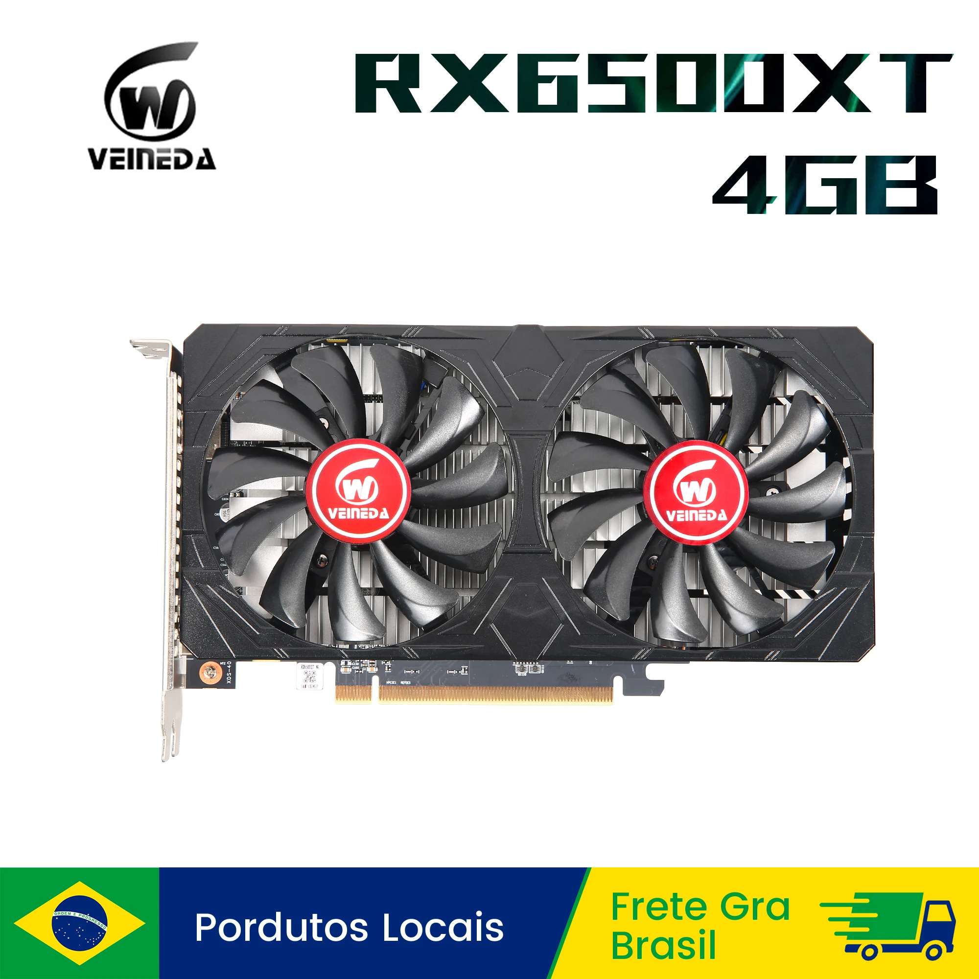 Placas gráficas Veineda RX 6500 XT 4GB GPU 6nm GDDR6 rx6500xt 4g Placa de vídeo Desktop PC VGA Jogo de computador para AMD Radeon