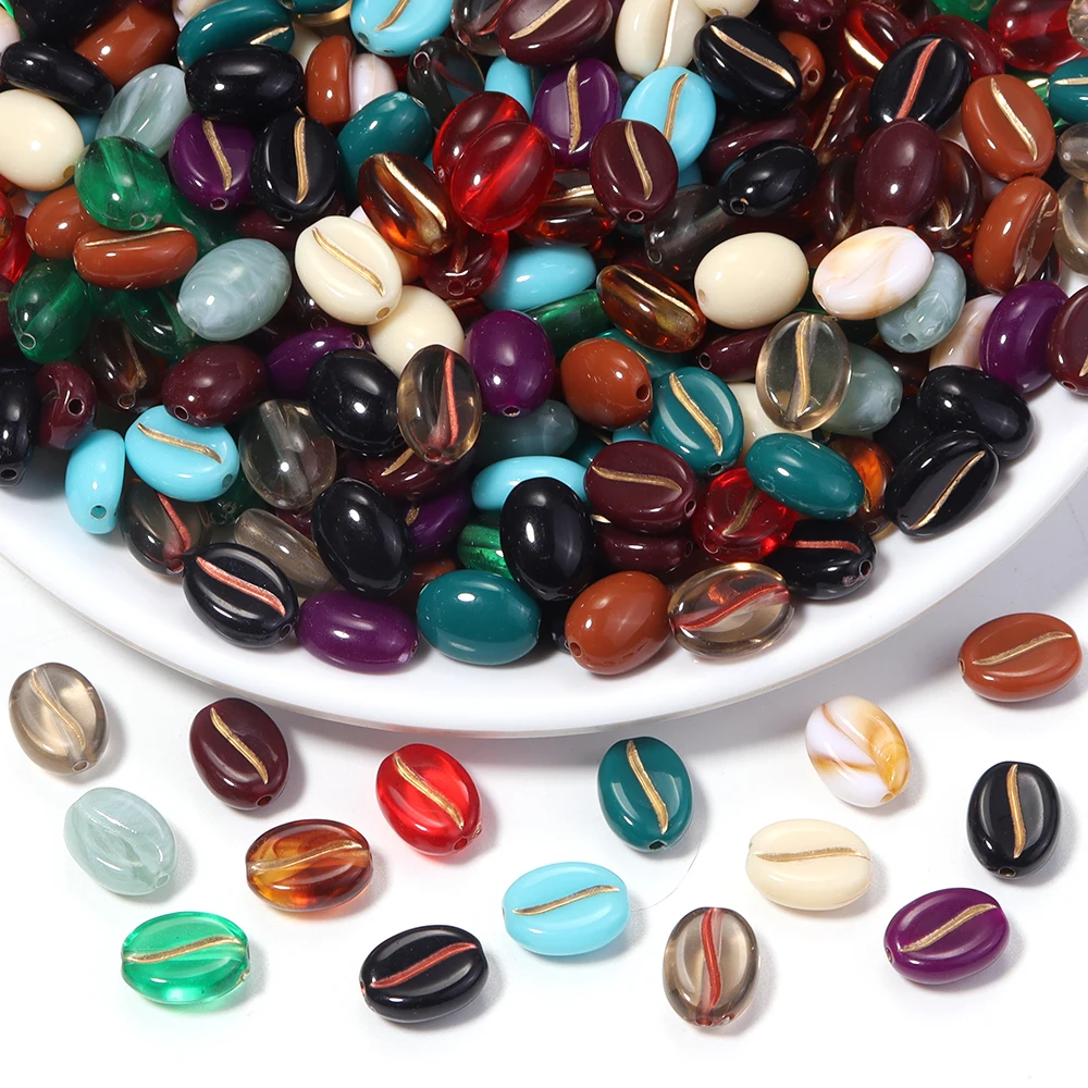 100 Stück/Set Handbemalte Acryl-Kaffeebohnenperlen in verschiedenen Farben, lose Abstandsperlen für die Schmuckherstellung, DIY-Armband- und Halskettenzubehör – Detail 5