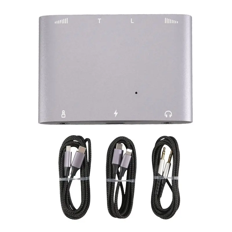 AED7-Audio Interface Adapter For Livestreaming Dual Stereo High-Resolution Sound Card For Live Singing And Recording