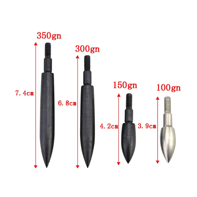 12 Pcs Archery Arrow Field Points 100/150/200/250/300/350 Grain Bullet Points Screw in Broadheads DIY Outdoor Hunting Shooting