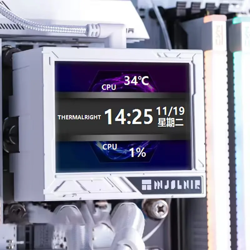 Thermalright Mjolnir Vision 360 White Dissipateur CPU AIO, écran LCD IPS avec résolution 320 x 240 pour AM5 et LGA 1700/1851, puissant refroidissement par eau, 360 Specs avec écran amovible de