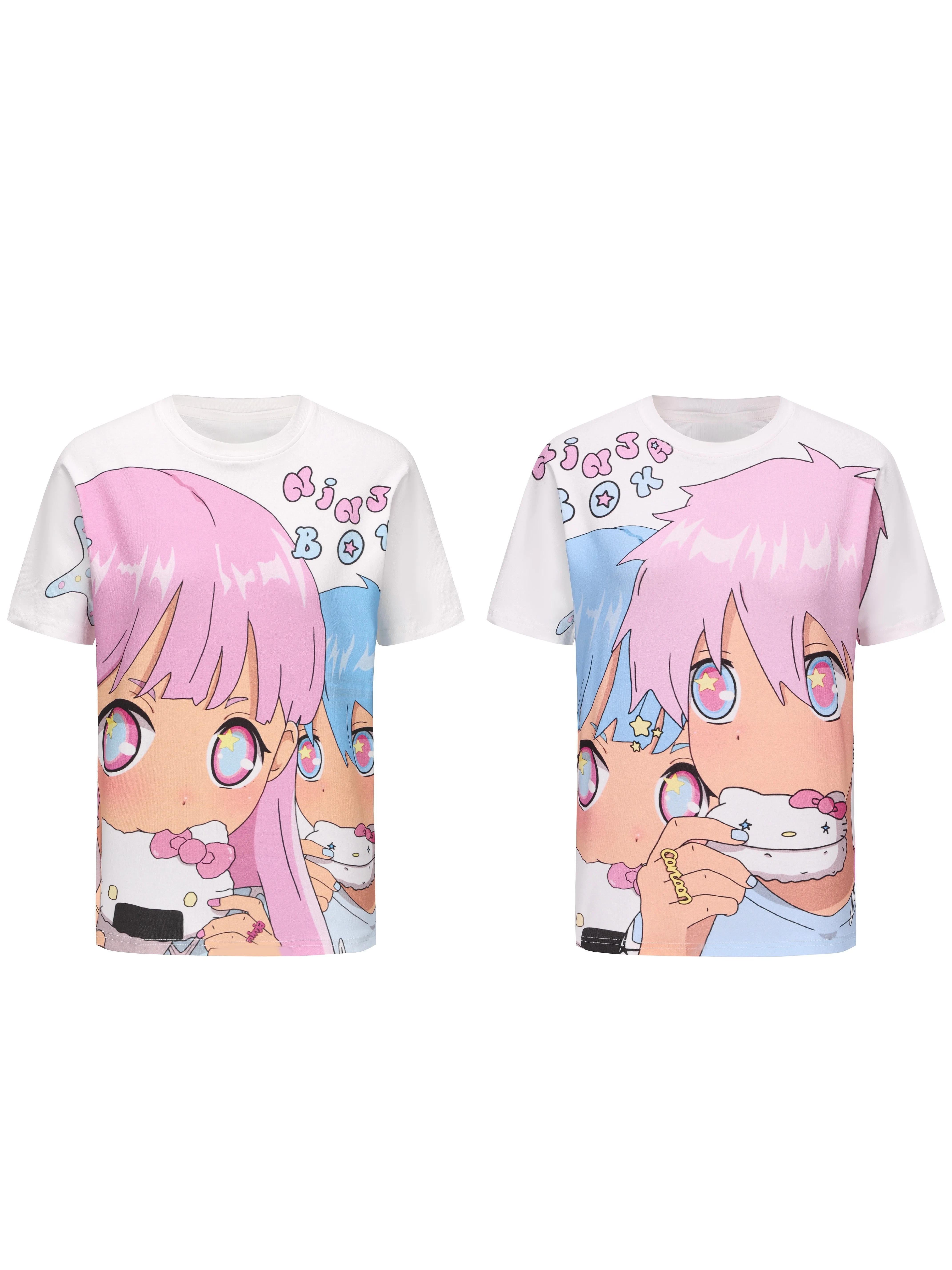 Adult and Children Millennium Fantasy 3D Print Harajuku Style Y2K Short Sleeve Casual Sports T-Shirt,Couple, Parent Child