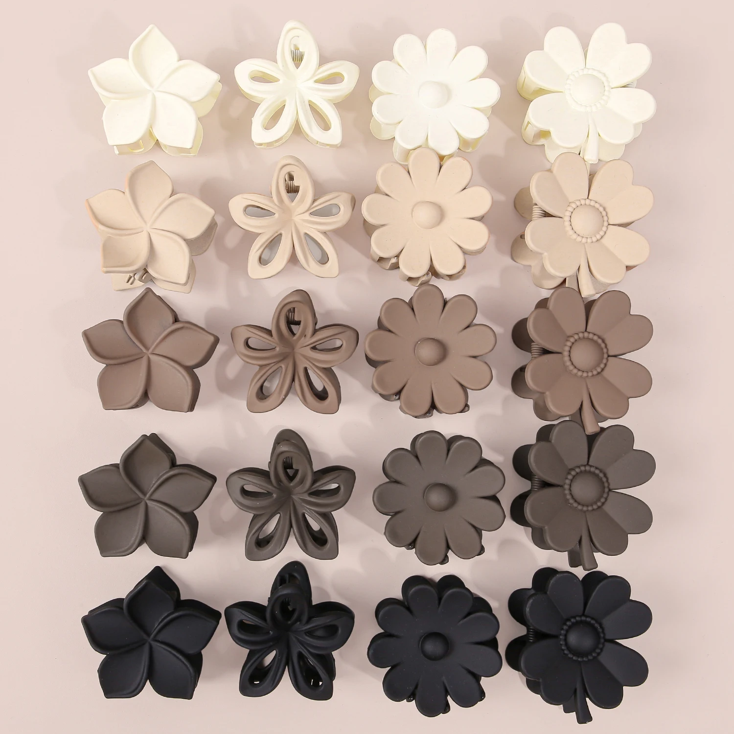 

20 шт., однотонные матовые цветы цвета хаки, маленькие когти для волос для девочек, милая заколка для отдыха для детей, женщин, повседневные аксессуары для волос