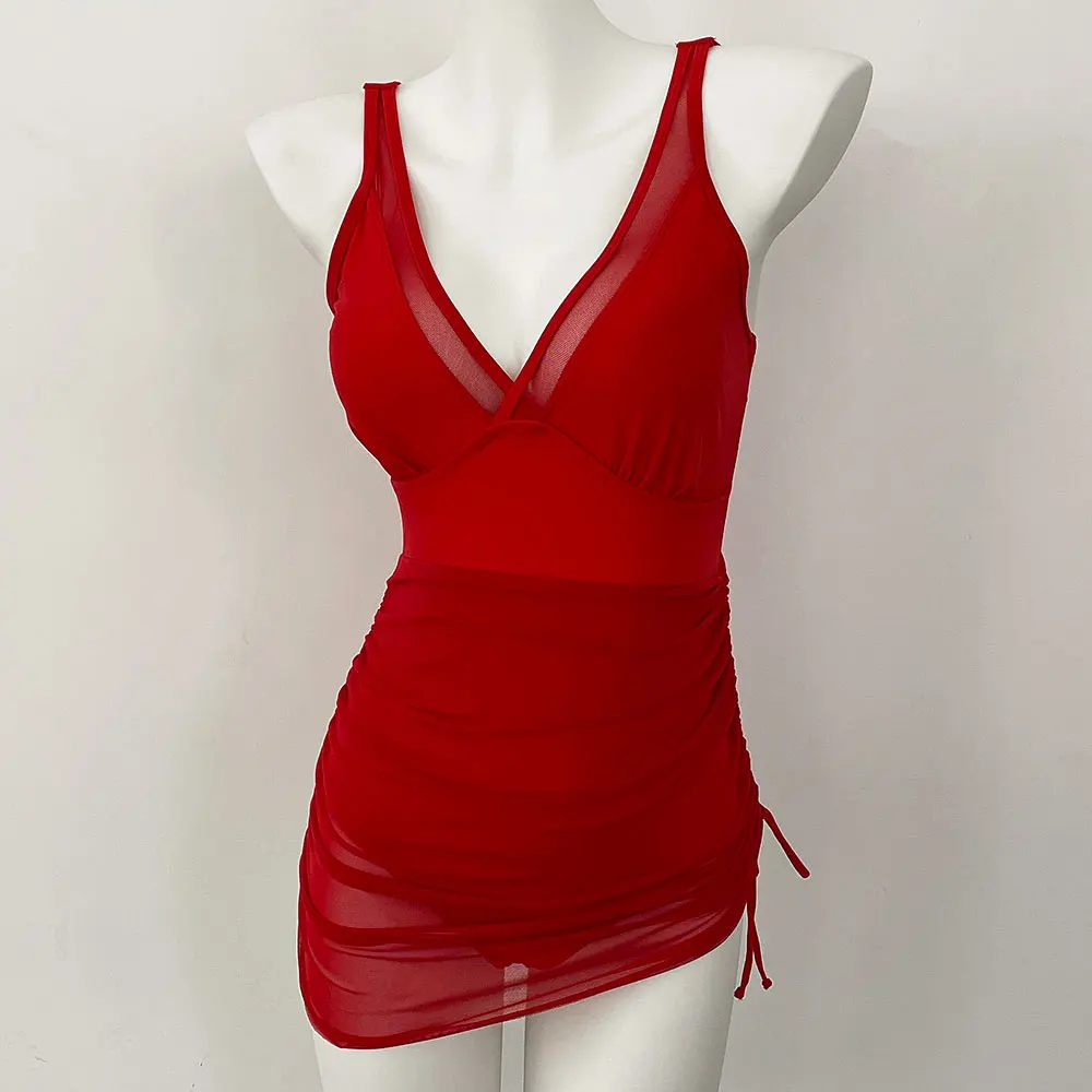 

Цельный купальник женский 2025 однотонный сетчатый лоскутный купальник сексуальный монокини с эффектом пуш-ап женский бразильский пляжный купальный костюм микро бикини