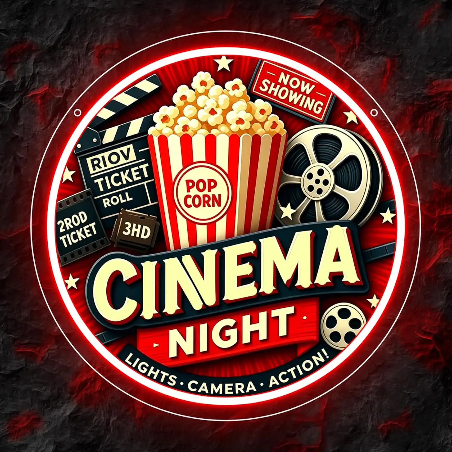 Cinema Night Neon Sign Christmas Decor LED Neon Light Movie Popcorn Wall Art For Home Theater Room Xmas Gift USB Neon Lamp