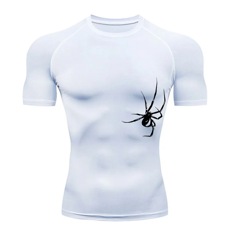 Compression White Shirt Men's Short Sleeve Running T-Shirt Gym Workout Quick Dry Sports Top Sportswear Summer Men's Wear S-4XL