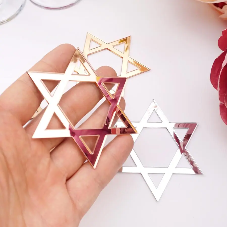 Star of David Napkin Rings Mirror Acrylic Jewish Table Decor for Passover Shabbat Wedding Party