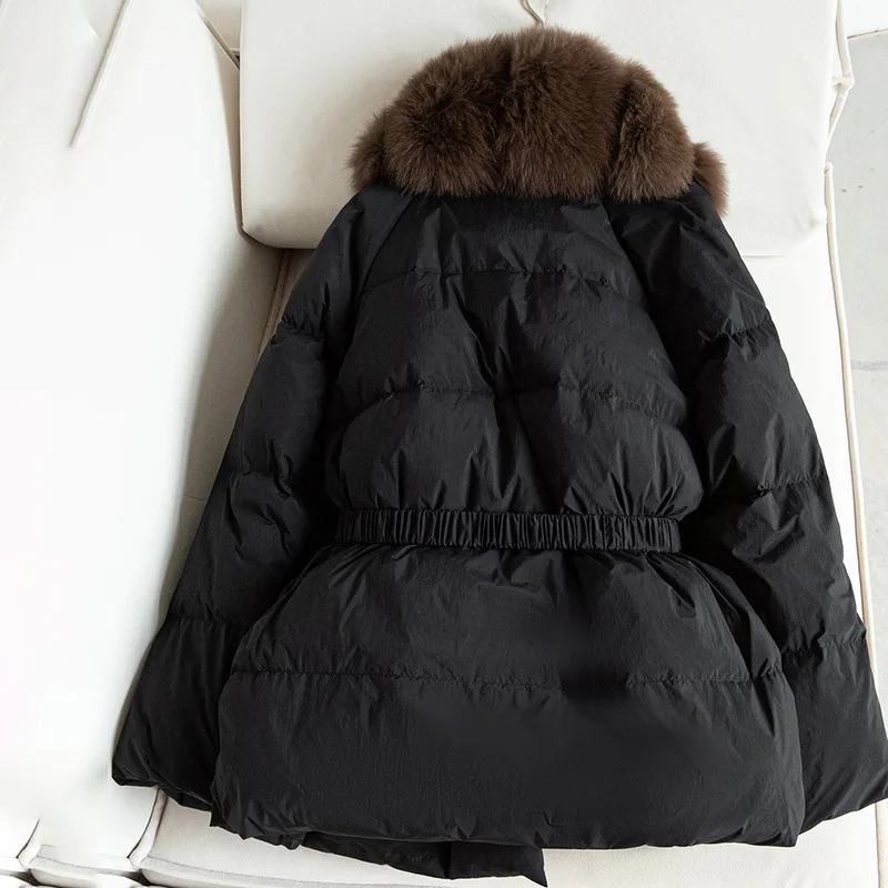 الشتاء المرأة الأوروبية أسفل سترة التنقل الخامس الرقبة الثعلب الفراء سترة عصرية