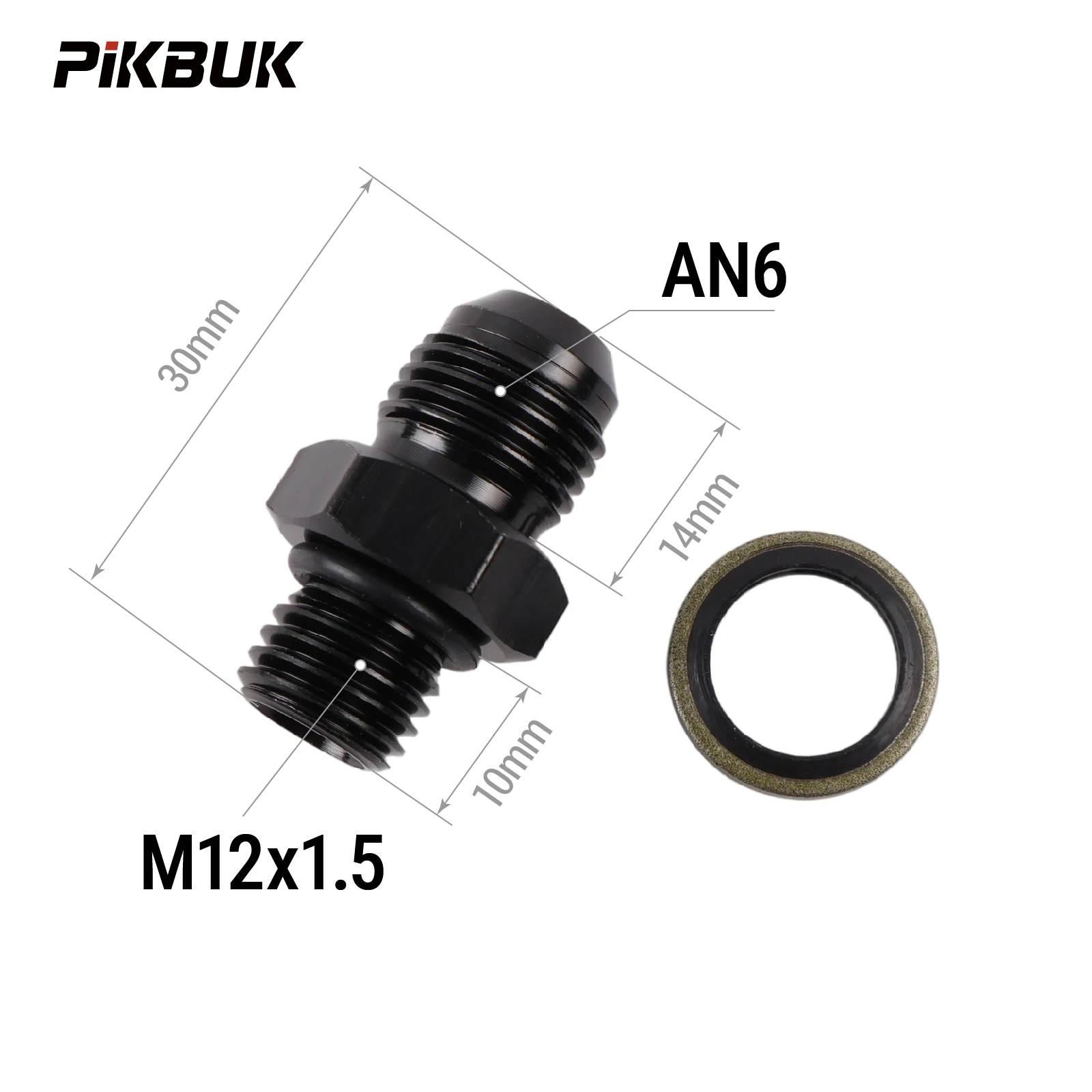 PIKBUK Aluminium AN6 AN8 AN10 AN12 auf M10/12/14/16/18/20/22x1.5 Adapter Flare-Fitting Auto-Schlauchanschluss Stecker Ölkühler-Anschluss