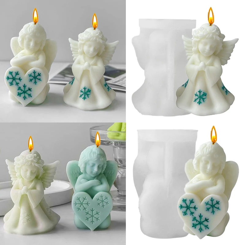 1 Stück, kleiner Engel, Junge, Mädchen, Duftkerze, Silikonform, Weihnachtsdekoration, DIY, Kerze, Gips, Ornamentform