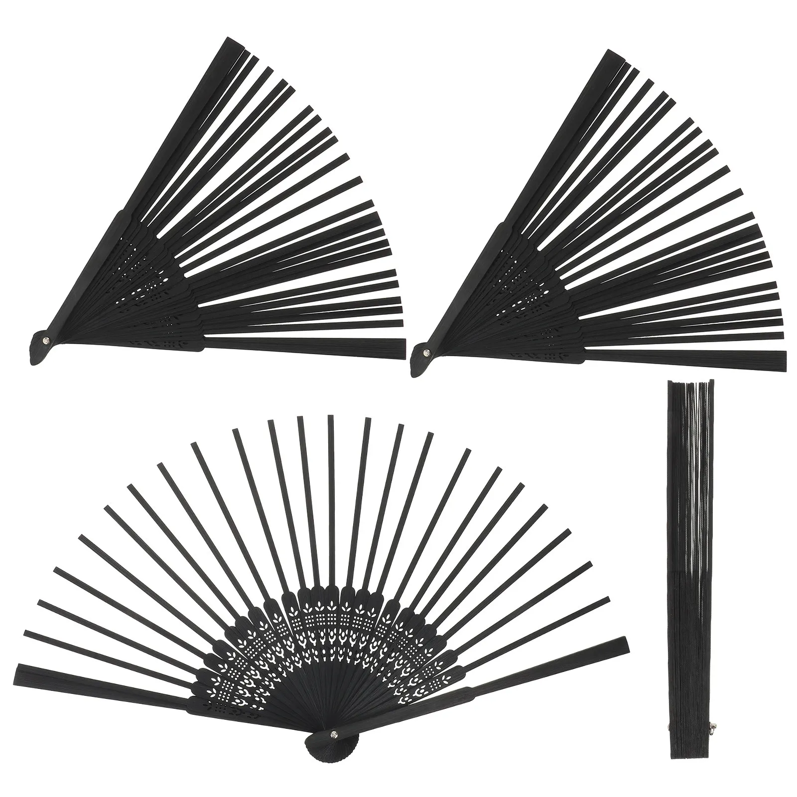 4Pcs Bamboo Folding Fan Frame Lightweight Smooth Polished DIY Craft Making Supplies Wedding Party Decoration Stage Use