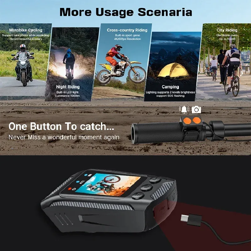 Action Camera 4K 60FPS Bike Helmet Camera 1080P outdoor Anti-shake Multifunction Sports DV WIFI Bicycle Driver Recorder