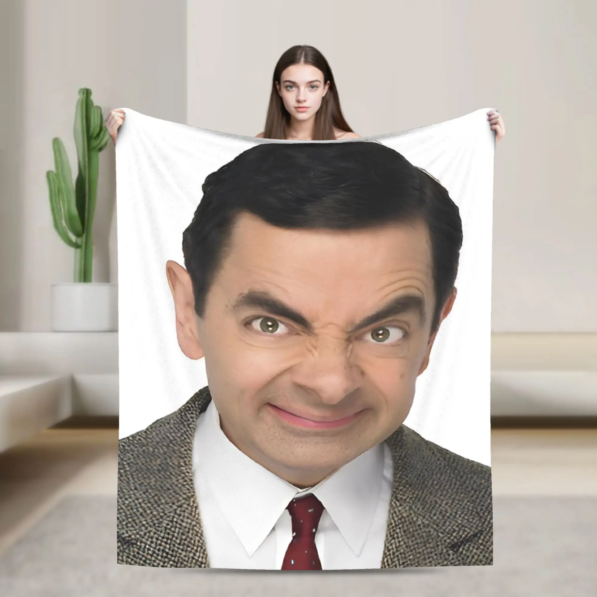 

Cartoon Mr. Bean Rowan Atkinson Comedian Flannel Blanket Soft Durable Throw Blanket for Outdoor Travel Bedspread Sofa Bed Cover