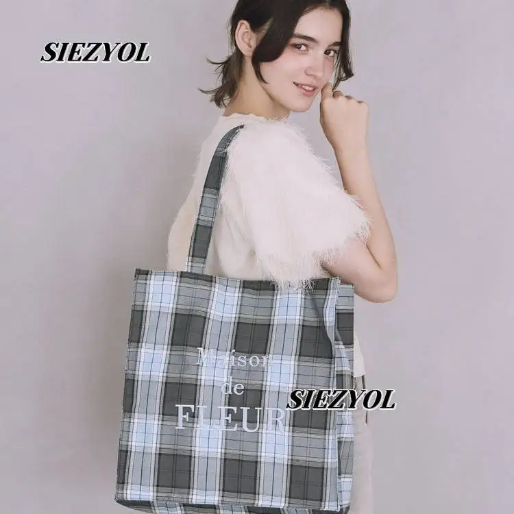 Japanese Autumn Winter New Sweet Girls Checkered Embroidered Shoulder Bag Casual Versatile Handbag Commuter Tote Cosmetic Bags