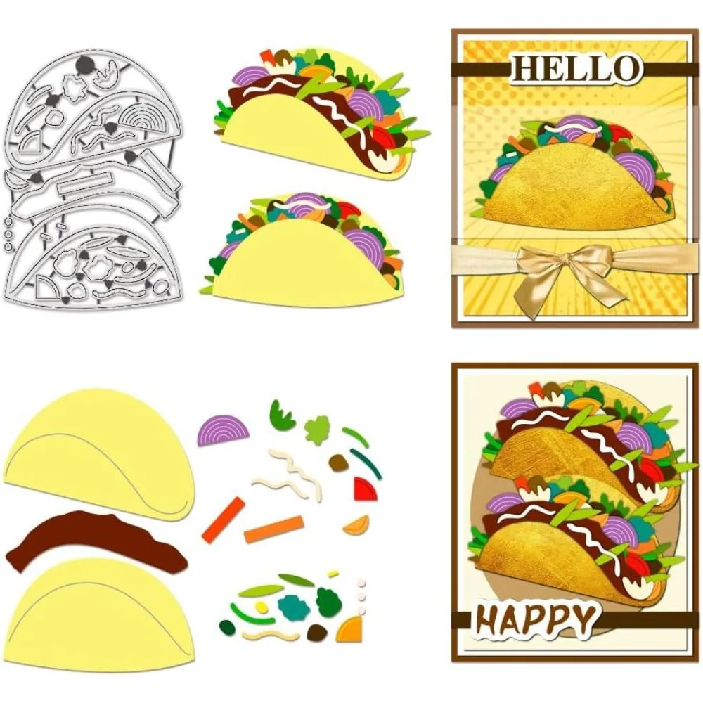 Burrito-Stanzformen für Kartenherstellung, Taco-Metall-Prägeschablonen, Stanzformen, Schneidewerkzeuge, Metallschablonen für DIY-Scrapbooking