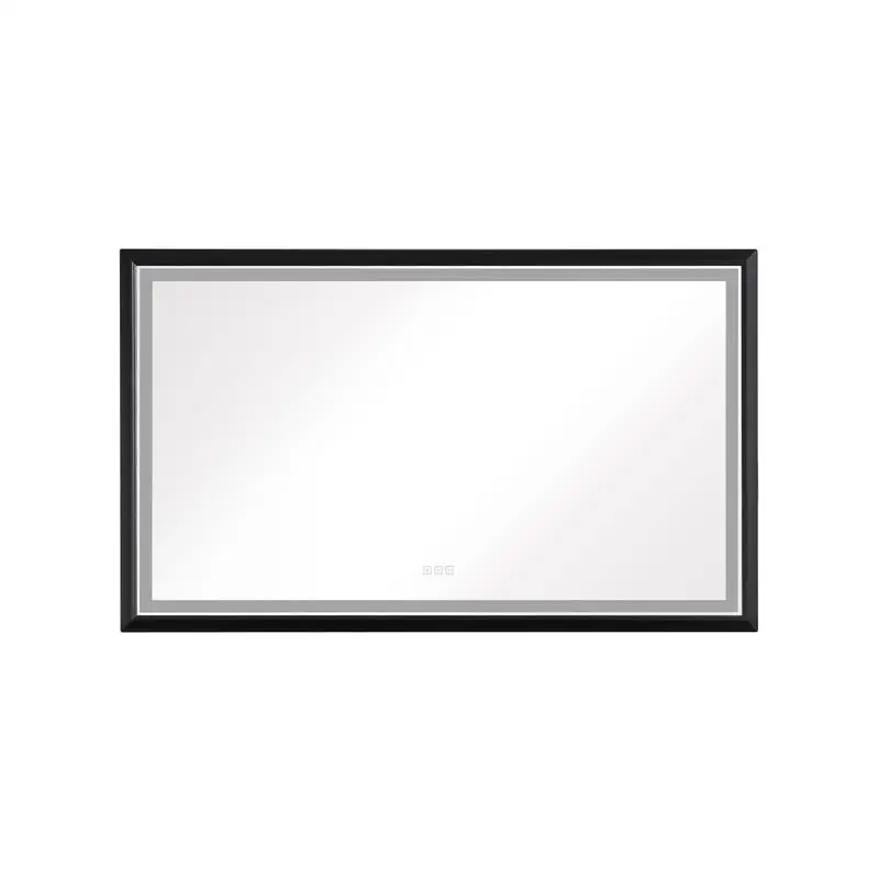 

60" W x 36" H Oversized Rectangular Black Framed LED Mirror with Anti-Fog and Dimmable Features, Wall Mount for Bathroom, Gym,