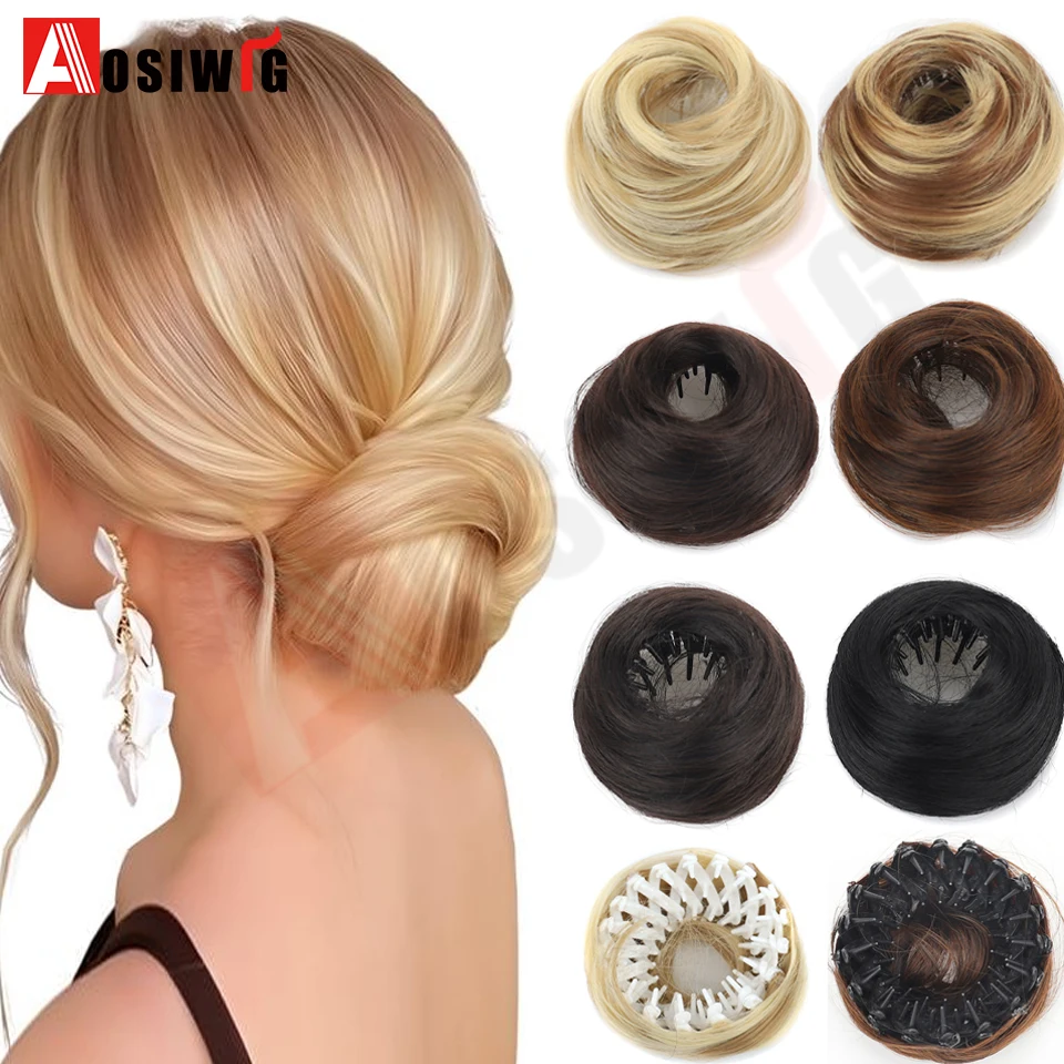 

Synthetic Messy Bun Hairpieces Straight Bun Hair Extensions Mini Hair Clip Bun Hairbands Donut Wig Accessories High Bun Hair