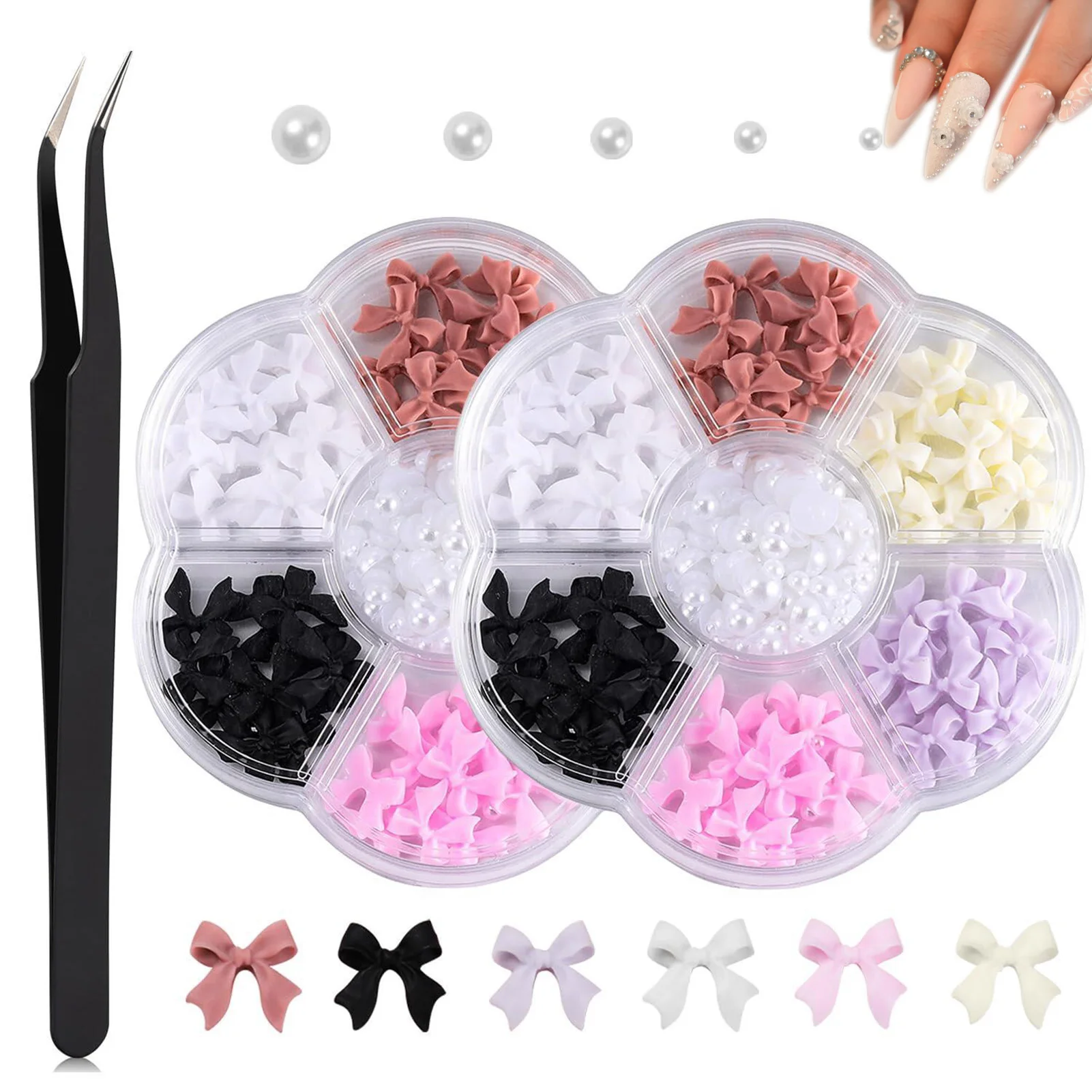 Nail Bowknot Decoration Kits Multi Color Bowknot Nail Art Charm Decoration for Professional Nail Salon