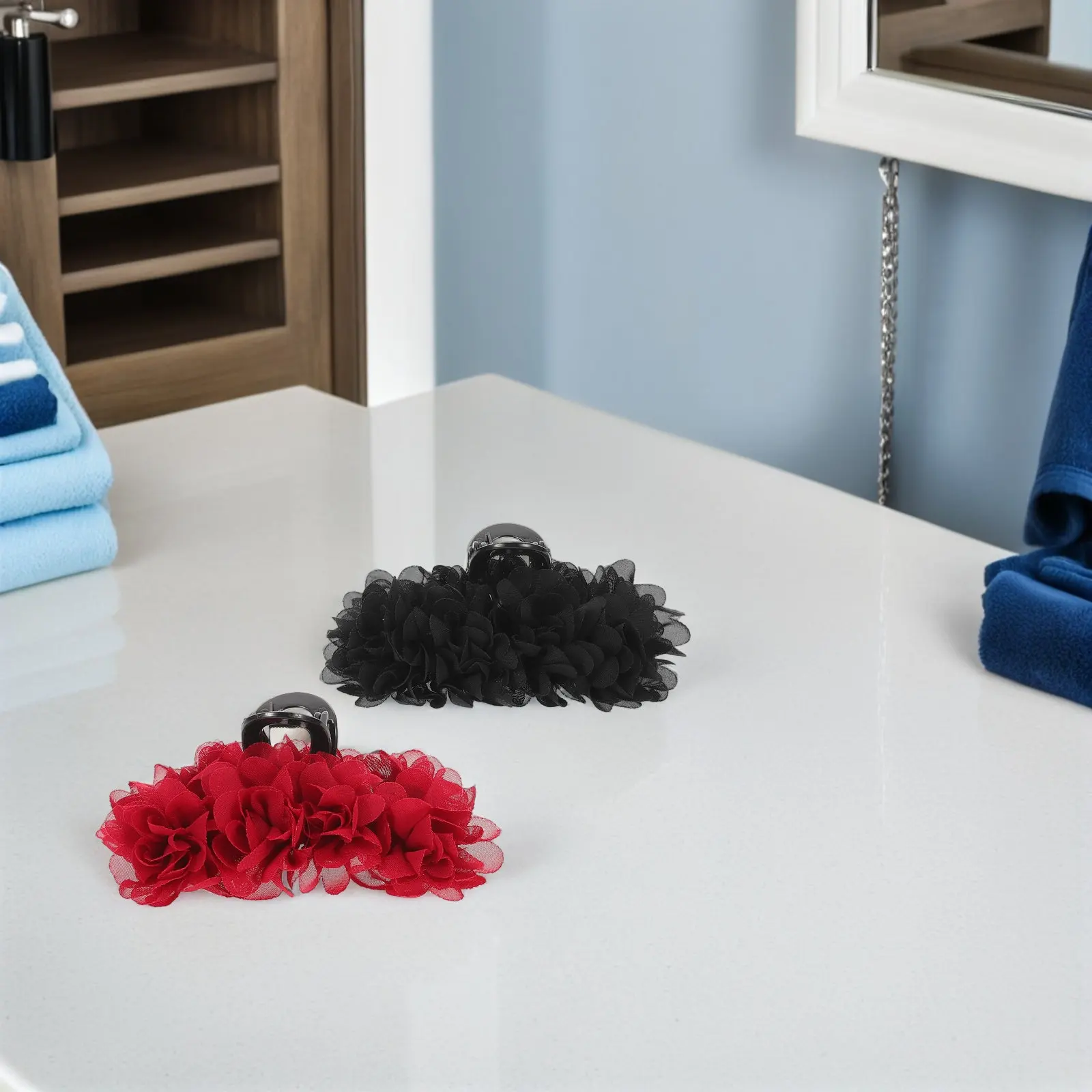 4Pcs Rose Flower Hair Clips Set Chic Floral Claw Clips for Women Thick Hair Secure Grip Comfortable Styling Half-Up Bun