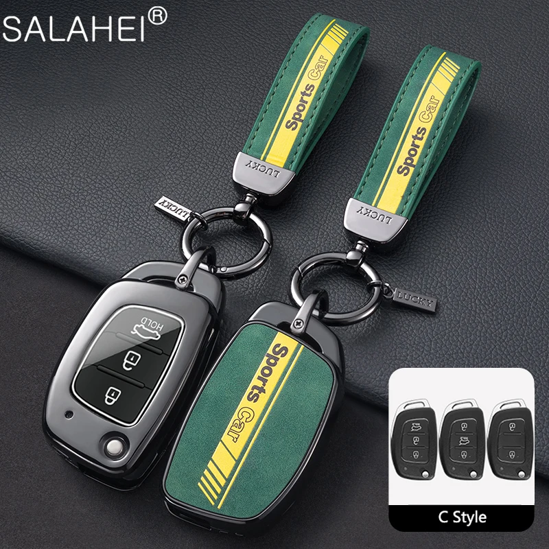 Metal Racing Style Car Car Key Case for Hyundai Solaris Creta Ix25 Kona Tucson Sonata FE I40 Elantra Ix35 I20 Ix45 HB20 Accent