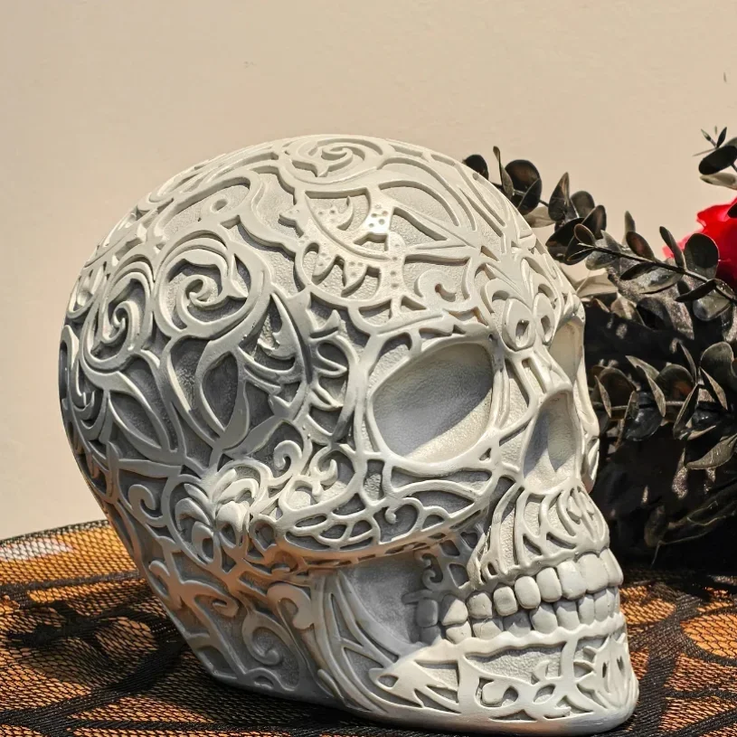 Halloween Resin Patterned Skull Head Home Decor for Bedroom Living Room Studyand Entryway