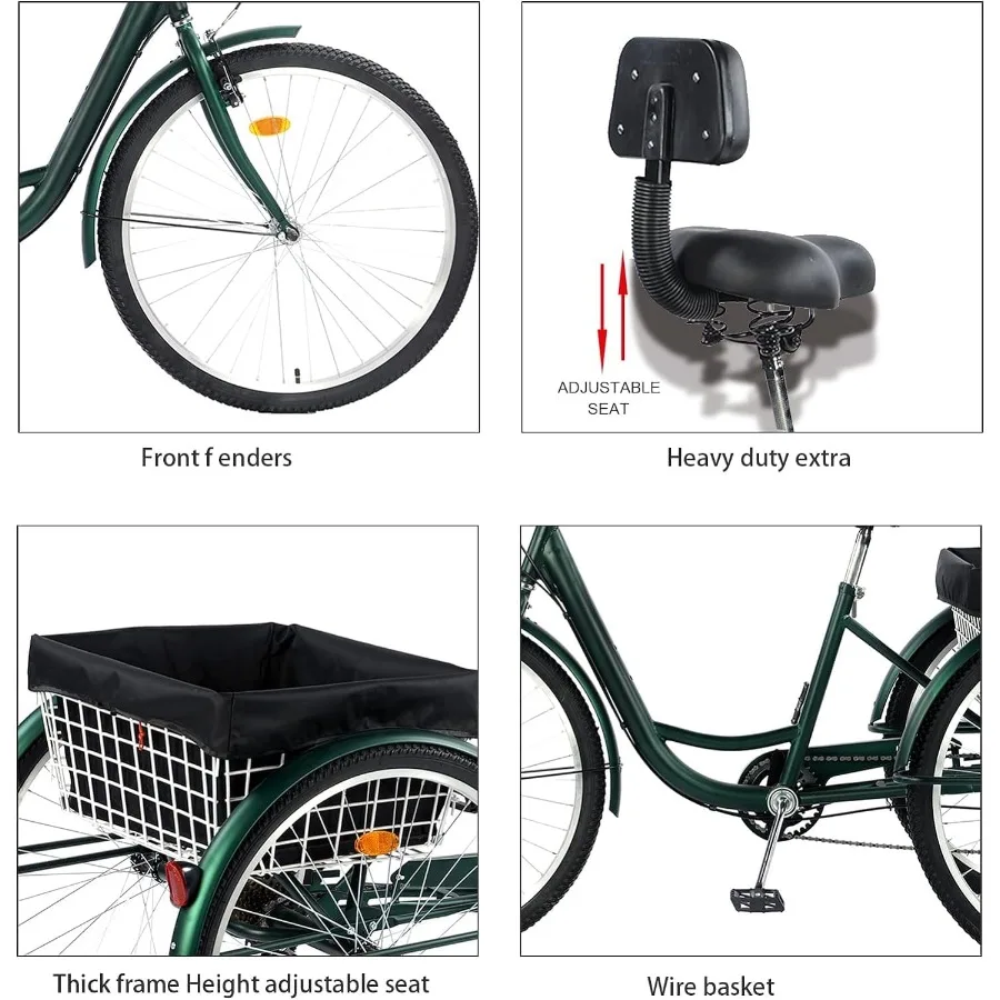الكبار Trikes 24 26 بوصة عجلات منخفضة خطوة مع سلة البضائع أداة التجميع الكامل الكبار دراجة ثلاثية العجلات ثلاث عجلات دراجة ثلاثية العجلات كروز #4