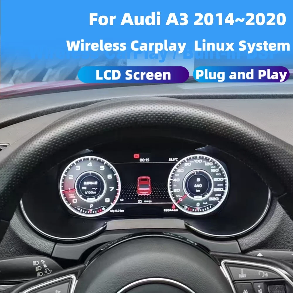 

2024 Upgrade LCD Digital Instrument Cluster For Audi A3 2014-2020 Dashboard Display Speedometer Odometer Cockpit