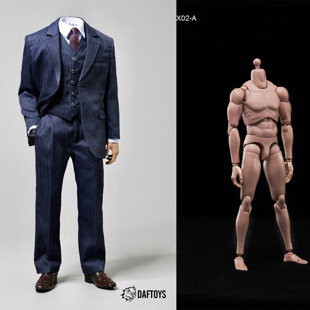 DAFTOYS EX01 1/6 Blue Striped Suit Gentleman Clothing Model Christian Bale For 12'' Male Soldier Action Figure Dolls In Stock