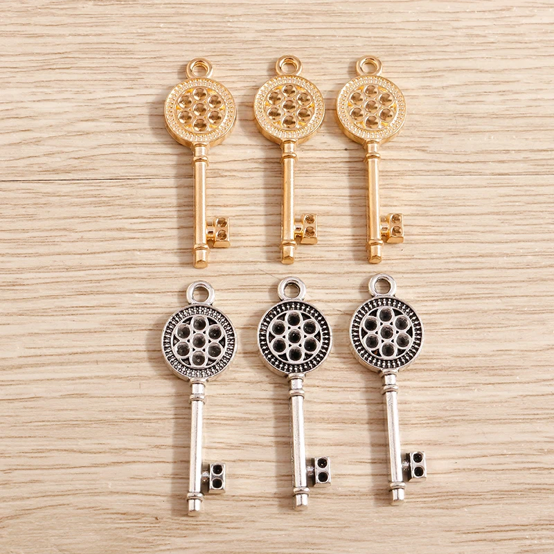 20 stücke 35x11mm niedlich 2 Farben Legierung Schlüssel anhänger Anhänger für Schmuck machen Tropfen Ohrringe Halskette Schlüssel anhänger DIY Handwerk Zubehör – Detail 2