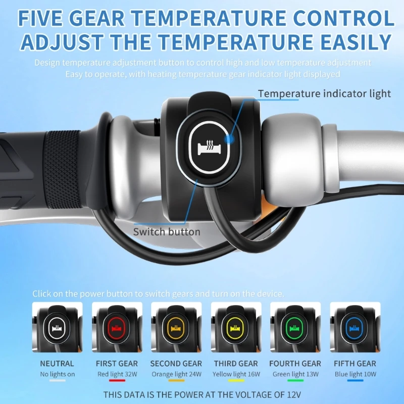 Winter ridings Essential Universal Motorcycle Heated Grips with 3 Leveling Temperature Control Motorcycle Accessories