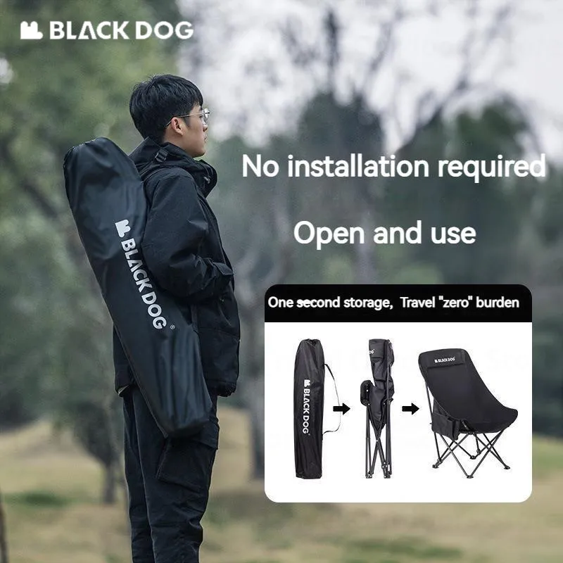 Imagem -05 - Naturehike-blackdog Cadeira Dobrável Lua Alta Cadeira de Acampamento ao ar Livre Portátil Pesca e Cadeira de Praia com Bolsos 58x58x90cm