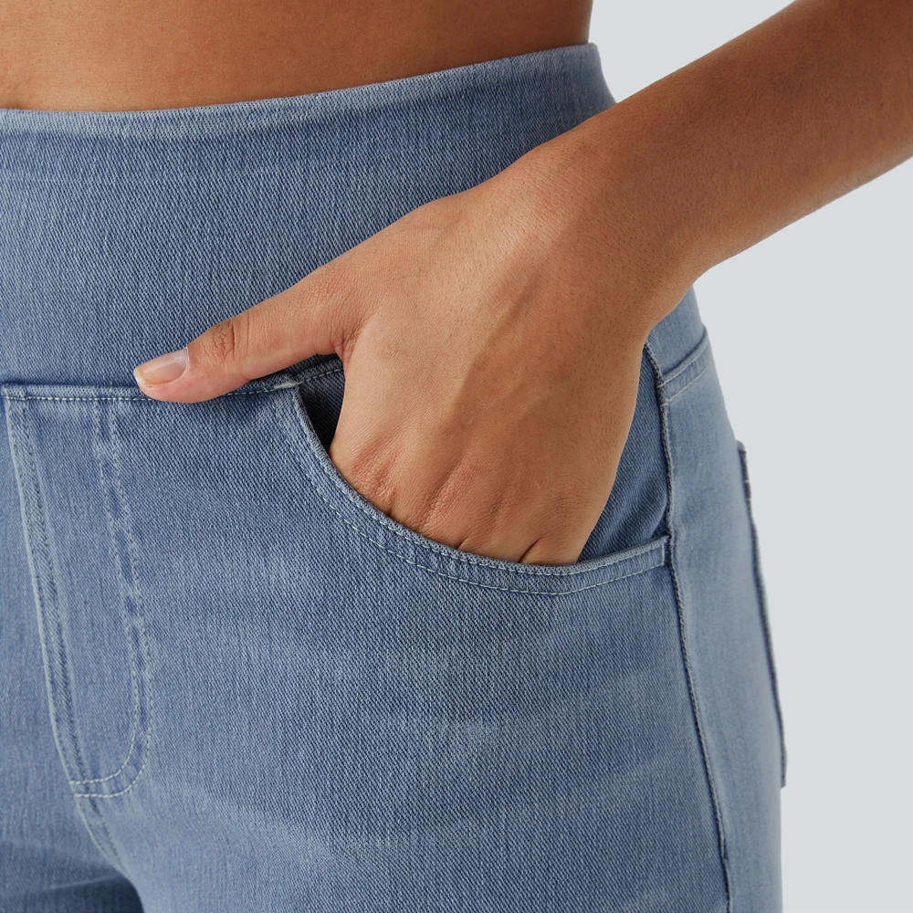 Shascullfites Damen-Jeans mit hoher Taille, hellblau, für den Sommer, Baggy-Jeans, dünn, weit, lässig, mit Taschen – Detail 5