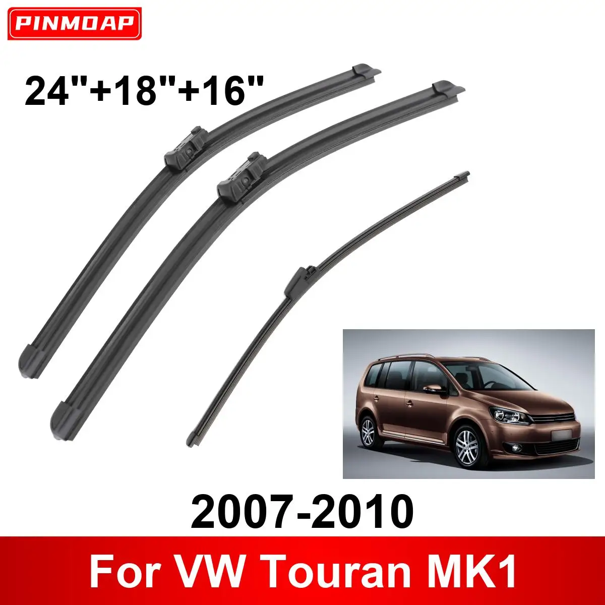 

3 шт. автомобильный дворник для VW Touran MK1 2007-2010, передние и задние щетки стеклоочистителя, щетки, автоаксессуары 2007 2008 2009 2010