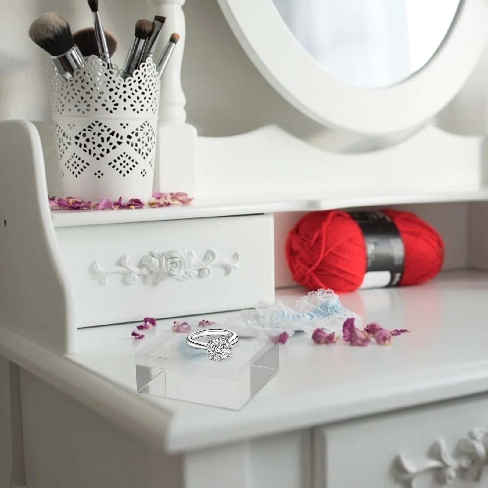 5Pcs Klar Acryl Display Block Quadrat Schmuck Stand Display Basis Hause Einzelhandel Ring Ohrring Organizer Halter Acryl Basis