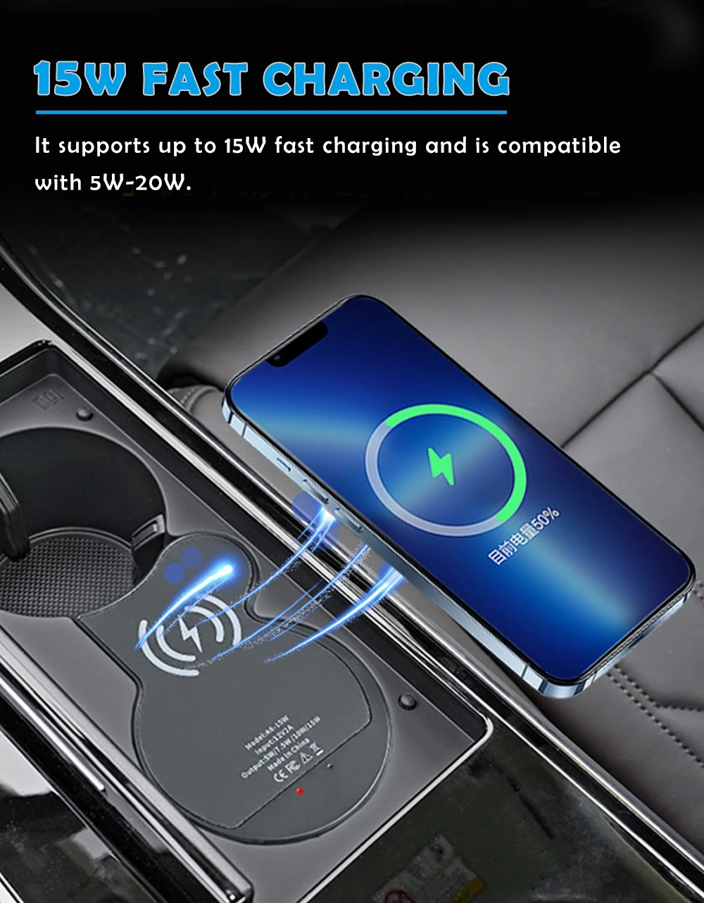 Wireless Charger Mobile Phone Charging For Audi A8 A8L 2024 Induction Charging Cup Holder Retrofit