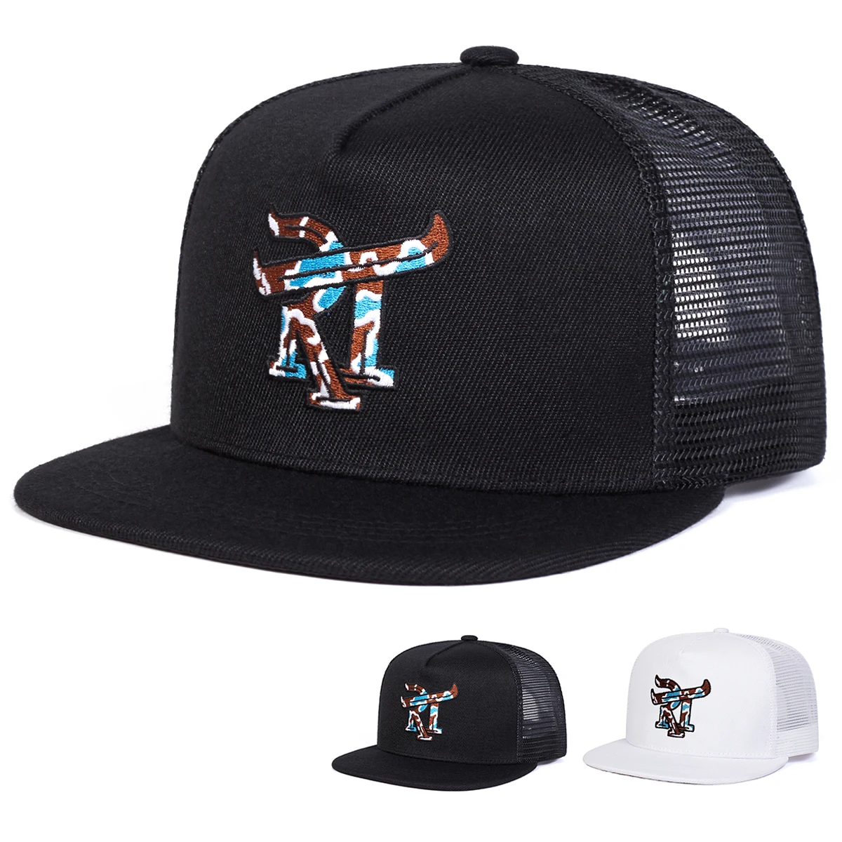 Unisex RT Letter Embroidery Hip-hop Net Hats Spring Summer Outdoor Adjustable Casual Baseball Caps Sunscreen Hat